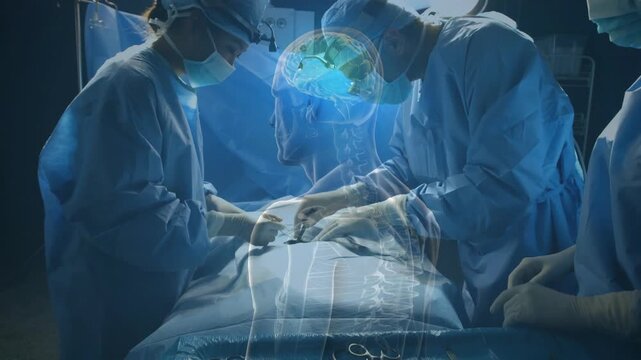 Vertical video: Surgical team cutting midline after surgeon taking scalpel, overlay guiding surgery