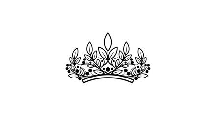 Elegant black crown with intricate leaf and berry details on an isolated white background. © Bushcraft
