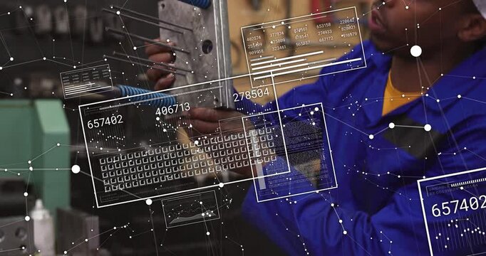 Closeup showing tech adjusting blue clamps, lifting mold, inspecting edges, checking fit with HUD