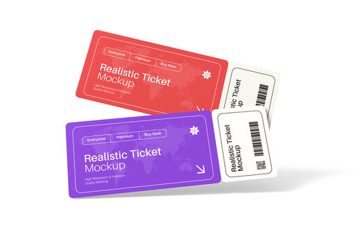 Realistic Event Ticket Mockup PSD