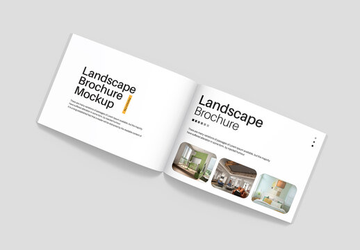 A4 Landscape Open Book Mockup &ndash; Hardcover & Softcover Brochure Template