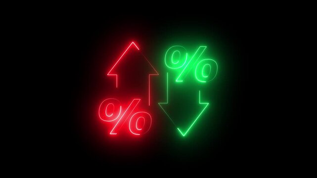 Glowing quality and cost control concept on transparent background. Successful organization strategy and management quality control. Percentage icon of quality with up arrow and cost with down arrow