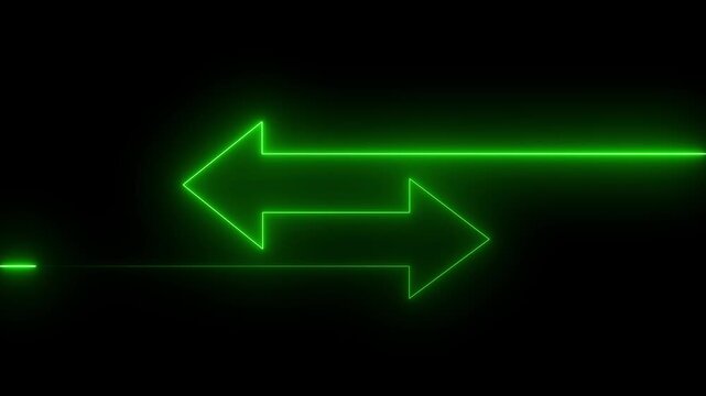 Glowing neon arrow business graph chart icon animation background. Market Recovery Concept. Successful growth trend Green line graph going Up.