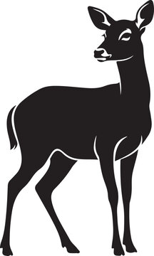 Black deer vector icon isolated on Transparent Background