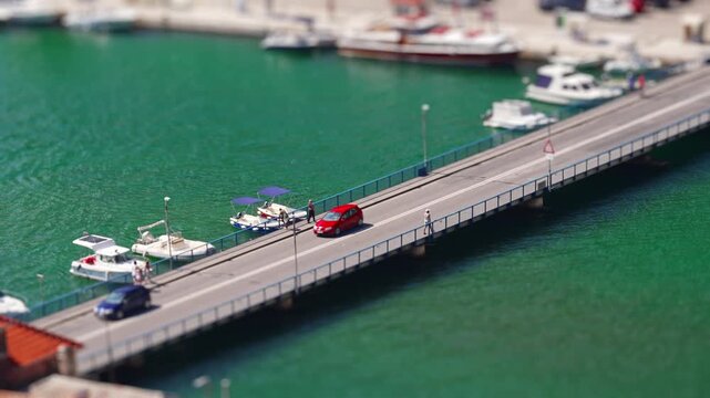 Modern road bridge crossing the Cetina river in Omis.