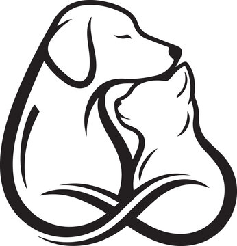Vector dog and cat icon isolated on Transparent Background