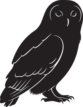 Black owl vector icon isolated on Transparent Background