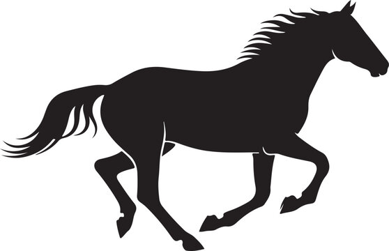 Black horse silhouette vector isolated on Transparent Background