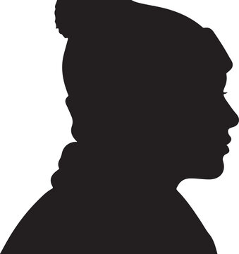 Black silhouette of woman's head isolated on Transparent Background