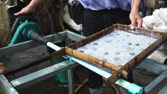 Children learning traditional handmade sa paper craft making process