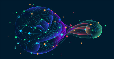 Illustration of abstract stream. Artificial intelligence. Big data, technology, AI, data transfer, data flow, large language model, generative AI, LLM, NLP. NLG  © Krot_Studio