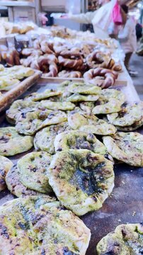 Zaatar pita bread at traditional souk market
