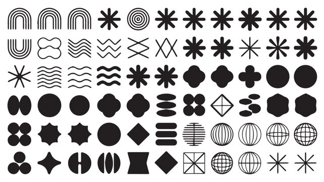 Diverse Collection of Modern Abstract Geometric Shapes and Vector Graphic Elements
