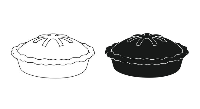 A simple black and white illustration depicts two round pies showcasing a light and dark contrast high quality professional detailed modern