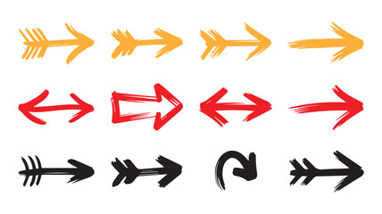 Fototapeta premium Set of hand-drawn directional arrows