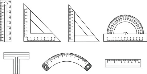 Fototapeta premium Geometry ruler set isolated vector
