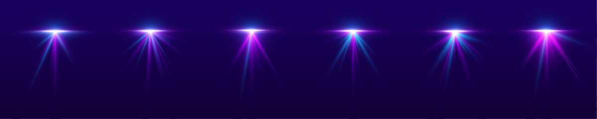 Fototapeta premium Purple glowing light streak PNG with soft reflection and neon flare. Dynamic curves create modern abstract effect. Ideal for overlays, banners, and digital illustrations. 