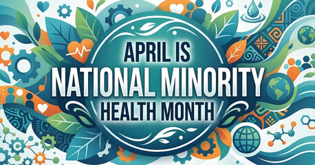 National Minority Health Month April Awareness Poster with Colorful Abstract Design