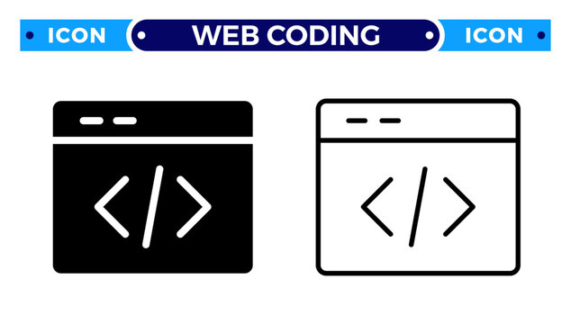 Web Coding and Programming Development for Software Engineering and Browser Interface Vector Icon Set
