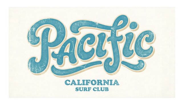Pacific California Surf Club: A vintage-style logo, capturing the essence of a surf club located on the California coast, evoking a sense of nostalgic beach culture and surf adventure.
