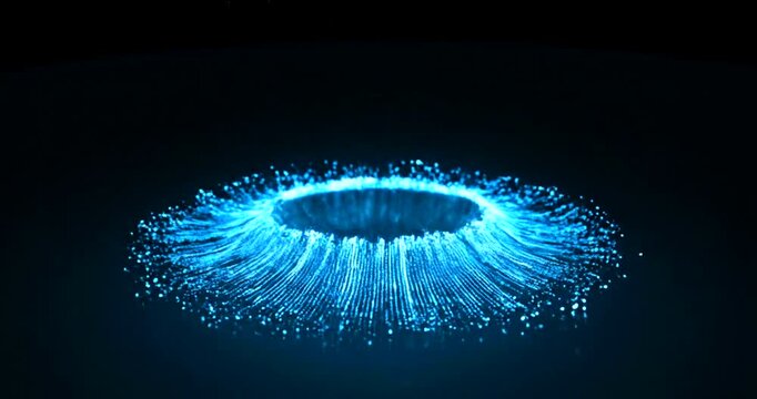 Glowing blue light forms circular shapes.
