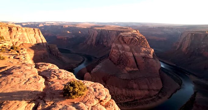 Horse Shoe shaped canyon with river.