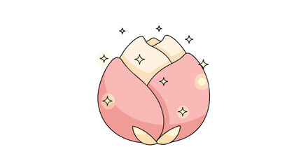 Fototapeta premium Pink Rose Bud Vector Illustration with Sparkles Isolated on White Background