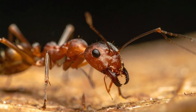 Close-up of Ant Eating on Wood.