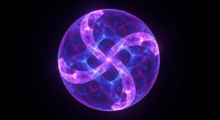 vibrant glowing abstract fractal orb with swirling purple and blue energy patterns ideal for technology and science backgrounds