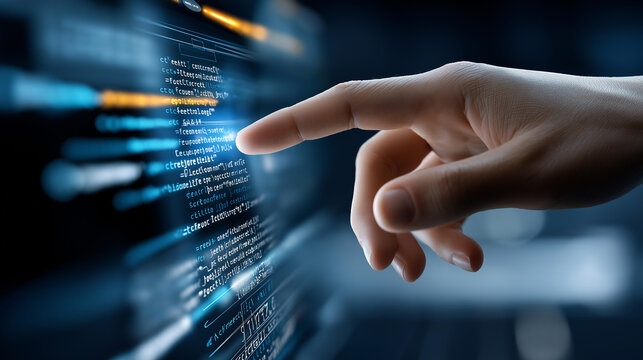 AI code documentation generation abstract visualization, machine learning and software automation concept, with copy space