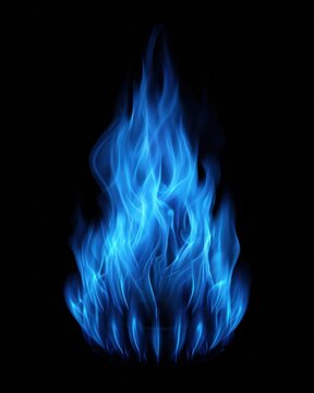 Close up View of Blue Gas Flame With High Contrast Against Black Background Representing Natural Gas Energy