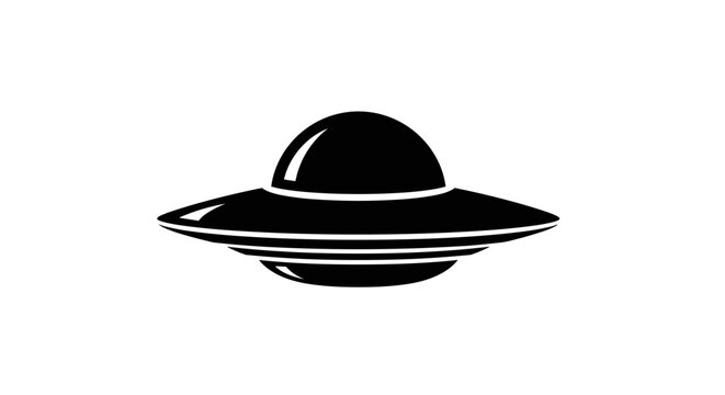 Black UFO Flying Saucer Icon.