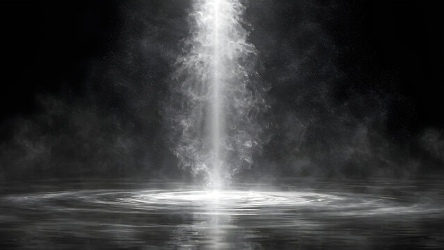 Cosmic fountain erupting from a celestial water surface