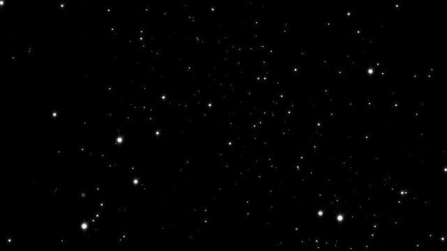 Seamless starfield background with camera flying forward through deep space with bright stars and particles creating a smooth motion effect as endless loop animation with alpha channel