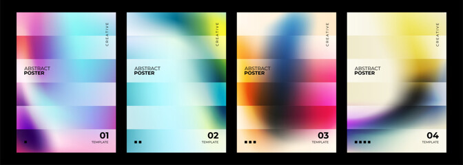 Plakat Abstract posters. Set of blurred backgrounds. Bright gradient stripes. Defocused color templates for creative graphic design. Vector illustration.
