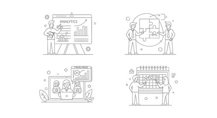Obraz premium Set of 4 business strategy icons vector