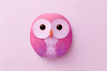 Obraz premium Stylized Pink Owl Head with Soft Gradients and Rounded Shapes on Clean White Backdrop