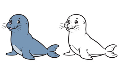 Obraz premium Seal coloring book page for kids seal coloring book illustration