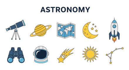 Astronomy and Space Exploration Icons Set. © Faisal