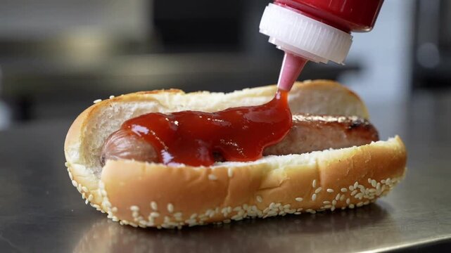 Bread slice sandwich with glossy tomato sauce spiral, red pepper garnish and melted filling in close-up macro food photography for recipe inspiration