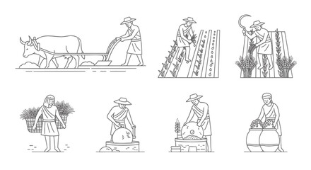 Obraz premium Set of 7 agriculture icons vector
