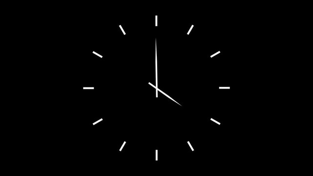 Minimalist white clock face displaying approximately ten minutes past the hour
