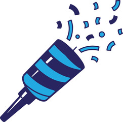 Obraz premium Silhouette of a blue and black striped party blower isolated on transparent background