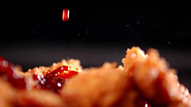 Fried chicken with sauce.