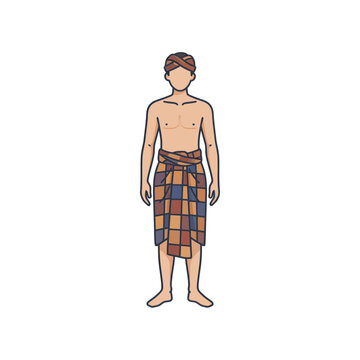 Traditional Balinese Man Wearing Udeng and Sarong Icon
