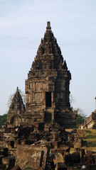 Fototapeta premium One of the temples in the Prambanan temple complex in the morning. Hindu temple in Java, Indonesia