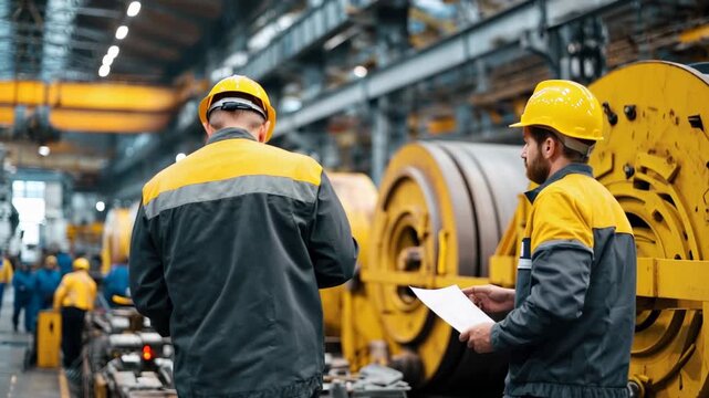 Factory workers conducting quality inspections on lar at a manufacturing facility during the day