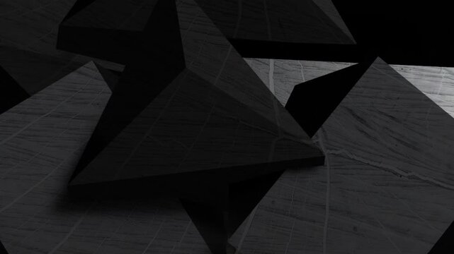 抽象的モノトーン立体メタリック幾何学模様ループモーショングラフィックス背景