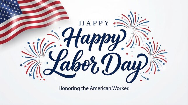 Labor day patriotic greeting with american flag and fireworks design honoring international worker day pride unity dedication culture celebration and workforce appreciation message