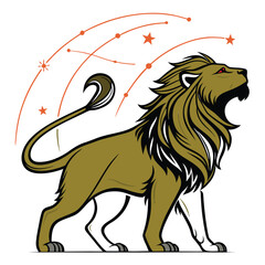 Vector illustration of lion with zodiac constellation © Avhijit